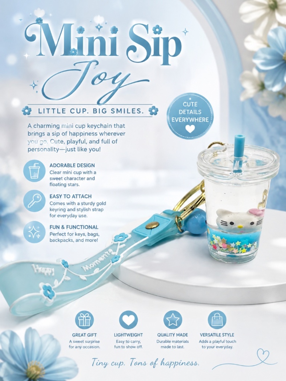 Tiny Sip of Happiness Keychain